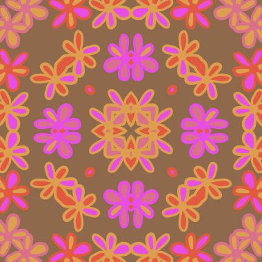 Kaleydoskopik çiçeklerile dikişsiz soyut desen