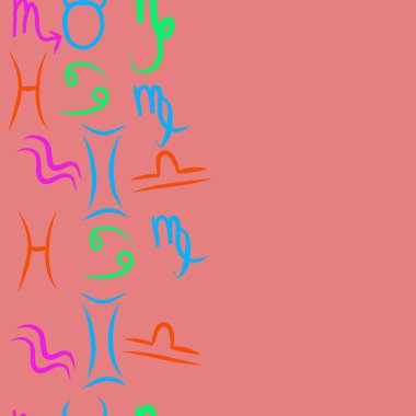Zodiac Signs Dikişsiz desen. Vektör Illustration