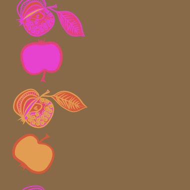 flora yaprakları ve elma basit vektör illüstrasyon, uzay duvar kağıdı kopyalamak