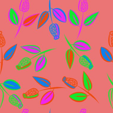 Yapraklarla soyut basit dalların kusursuz deseni