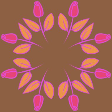 gül vektör illüstrasyon ile daire dikişsiz desen 