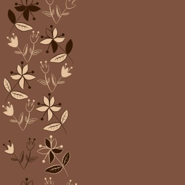 Dikey çiçek motifi, karalamalar, yapraklar, dallar, çiçekler, stamens, kopya alanı ile Dikişsiz desen. Vektör çizimi