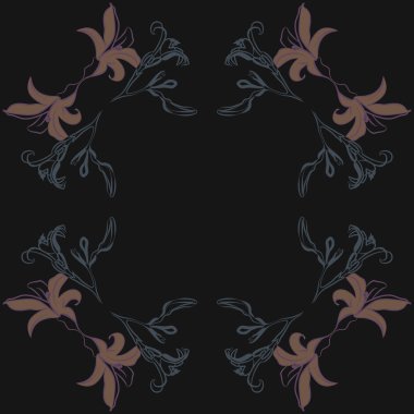 Soyut çiçekler çerçevesi Dikişsiz deseni
