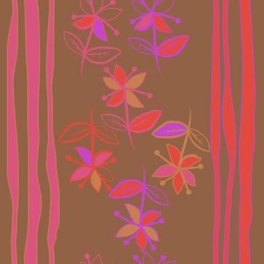 Çizgilerle soyut dikişsiz çiçek deseni