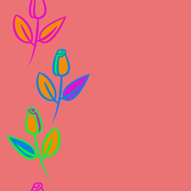 çizgi sanat çiçekleri ile dikişsiz etnik desen