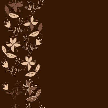Dikey çiçek motifi, karalamalar, yapraklar, dallar, çiçekler, stamens, kopya alanı ile Dikişsiz desen. Vektör çizimi