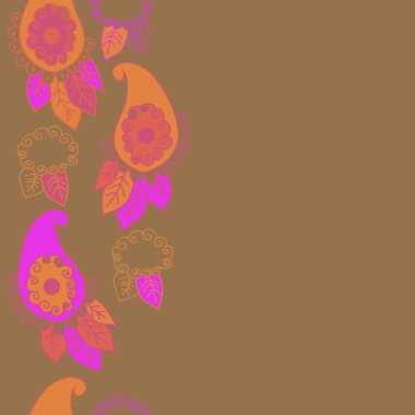 çiçek süs, Paisley veya paisley desen kahverengi vektör illüstrasyon
