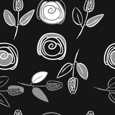 Soyut renkli çiçekler ve böcekler Dikişsiz desen