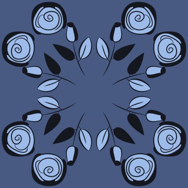 Renkli çiçekler ve yapraklar ile soyut desen