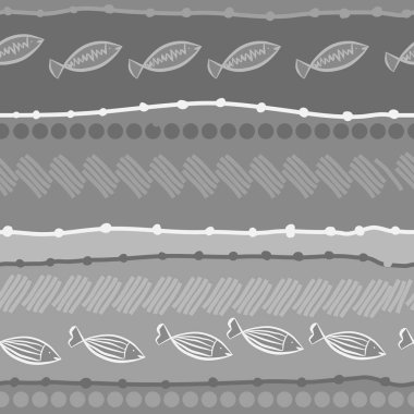  balık, nokta ve diyagonal çizgiler ile yatay desen