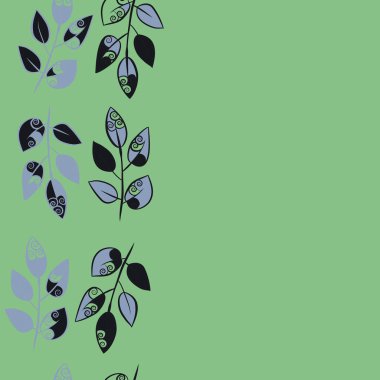 çizgi sanat yaprakları ile kesintisiz etnik desen