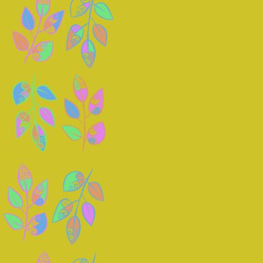 çizgi sanat yaprakları ile kesintisiz etnik desen