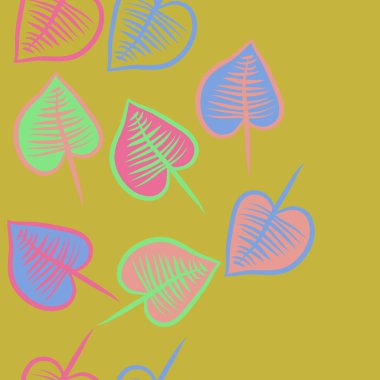 Yaprakları ile dikişsiz soyut desen, modern arka plan