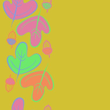 Soyut basit yaprakların kusursuz deseni. Vektör çizimi