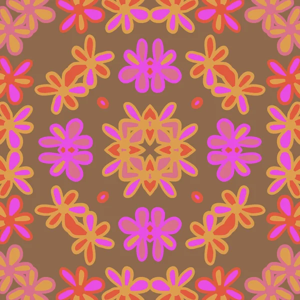 Nahtlose Abstrakte Muster Mit Kaleidoskopischen Blüten — Stockvektor