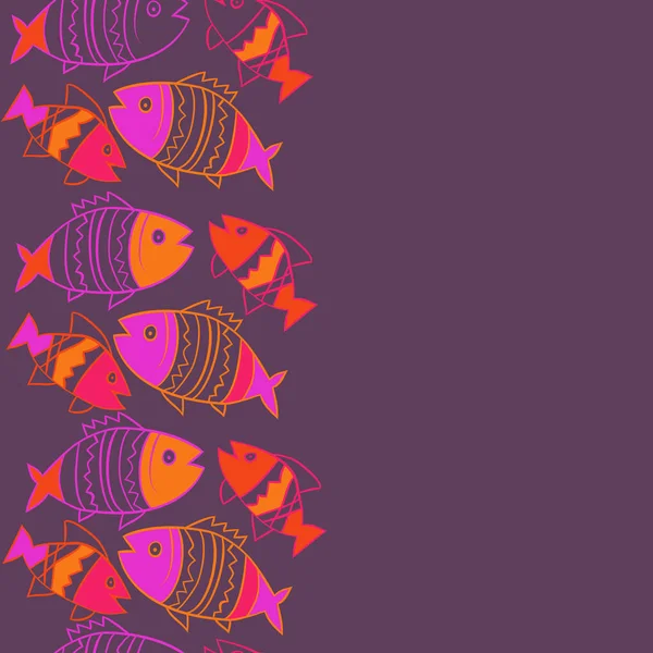 Creatief Patroon Met Schattige Vissen Achtergrond — Stockvector