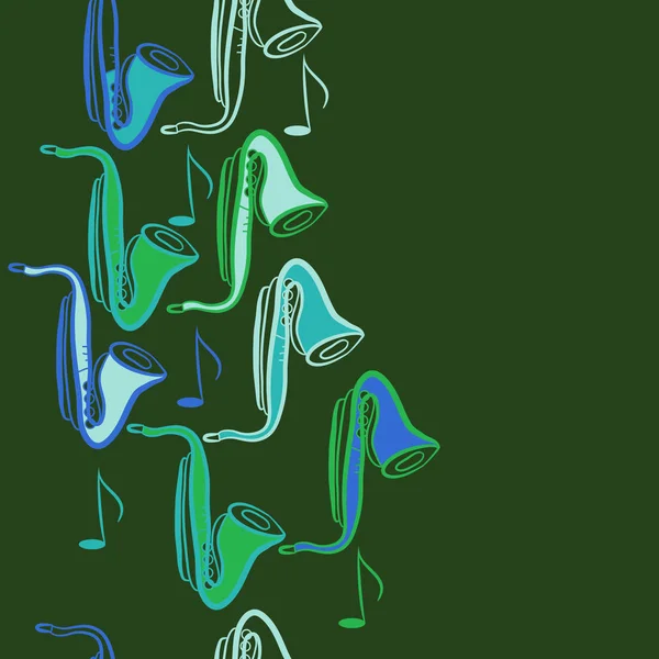Modèle Sans Couture Saxophones Simples Abstraits — Image vectorielle