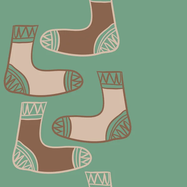 靴下のシームレスな垂直パターン コピースペース付き落書き ベクトルイラスト — ストックベクタ