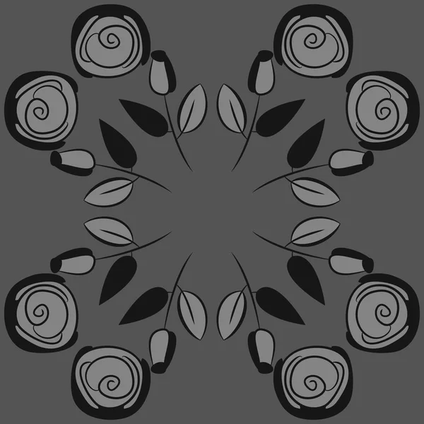 Pola Abstrak Dengan Bunga Berwarna Dan Daun - Stok Vektor
