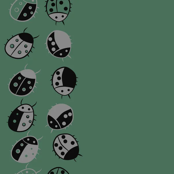 Green Cartoon Vector Illustration Ladybugs — Stock Vector