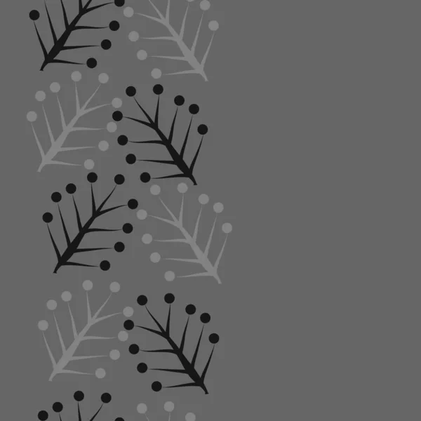 Vertikale Komposition Floraler Nahtloser Muster Kritzeleien Äste Ellipsen Kopierraum Vektorillustration — Stockvektor