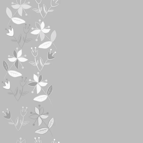 Безшовний Візерунок Вертикальним Квітковим Мотивом Каракулі Листя Гілки Квіти Тичинки — стоковий вектор