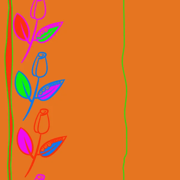 Patrón Sin Costuras Motivos Florales Garabatos Estambres Hojas Tulipanes — Archivo Imágenes Vectoriales