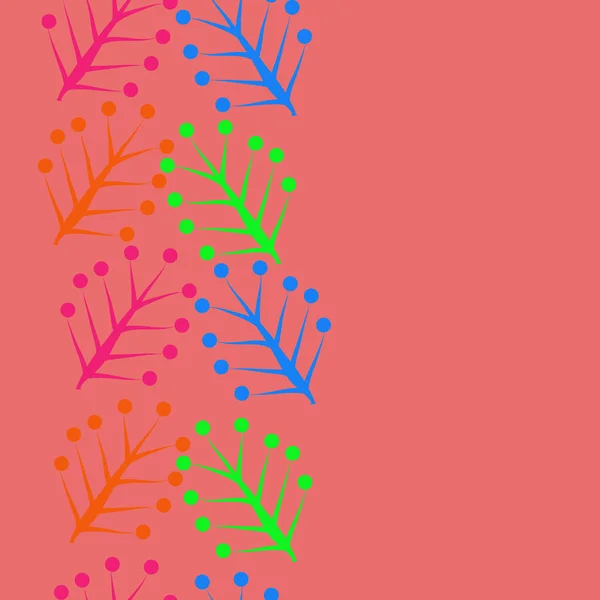 Κάθετη Σύνθεση Floral Μοτίβο Μουτζούρες Κλαδιά Αποσιωπητικά Αντίγραφο Χώρου Απεικόνιση — Διανυσματικό Αρχείο