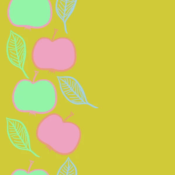 Modèle Abstrait Sans Couture Avec Des Pommes Des Feuilles Colorées — Image vectorielle