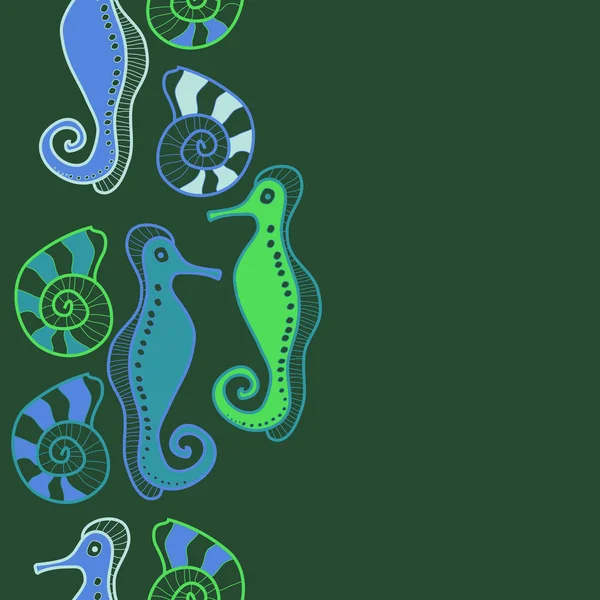 Nahtloses Muster Abstrakter Einfacher Seepferdchen — Stockvektor
