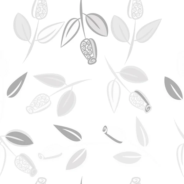 Nahtloses Muster Abstrakter Einfacher Zweige Mit Blättern — Stockvektor
