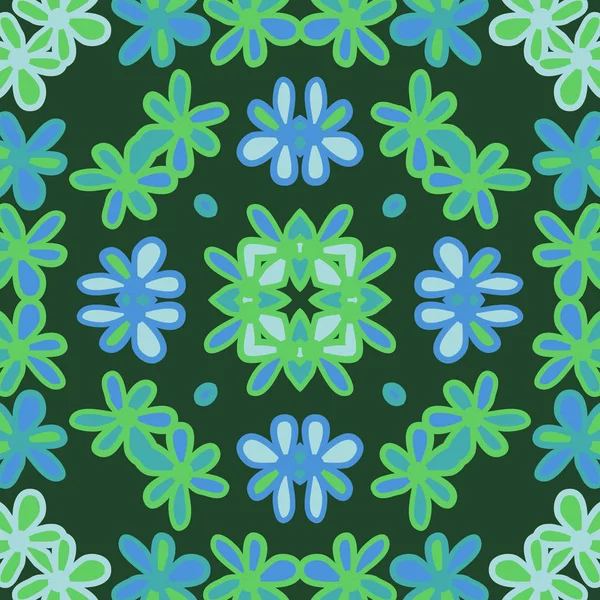 Bezproblémový Abstraktní Vzor Kaleidoskopickými Květy — Stockový vektor