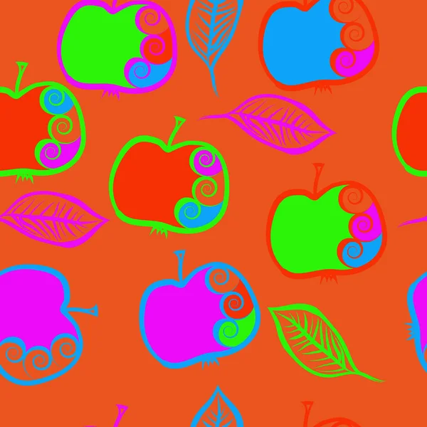 Jabłka wzór, Scribbles. Ręcznie rysowane. — Wektor stockowy