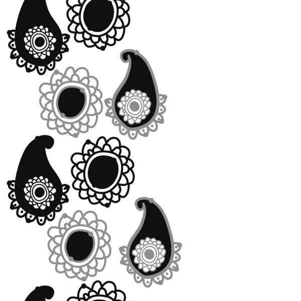 Paisley Nebo Paisley Květinovými Ozdobnými Vektorovými Ilustrací Květinové Ozdoby — Stockový vektor