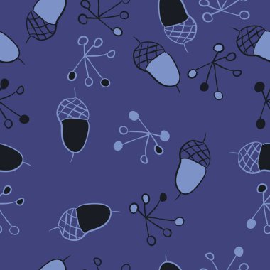 mor vektör illüstrasyon meşe tohumları, tam kare