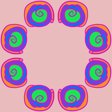 Modern çiçek çerçeve tasarım arka planda soyut yuvarlak çiçek elemanları