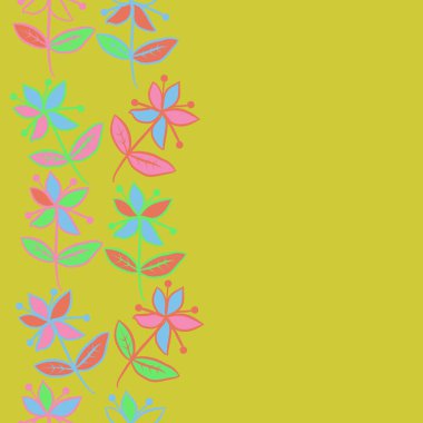 Yaprakları ile dikişsiz soyut çiçek deseni