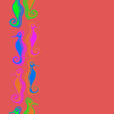 vektör illüstrasyon seahorses, kopya alanı