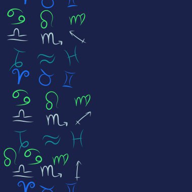 Zodiac Signs Dikişsiz desen. Vektör Illustration