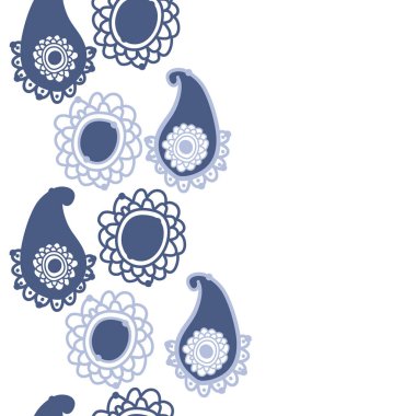 Çiçek süslü paisley veya paisley desen, çiçek süs vektör illüstrasyon, 