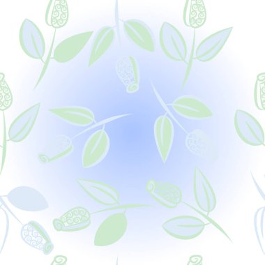 Yapraklarla soyut basit dalların kusursuz deseni