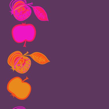 flora yaprakları ve elma vektör illüstrasyon, kopya alanı