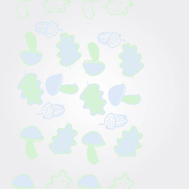 Stilize meşe yaprakları, meşe palamudu ve mantar desen.