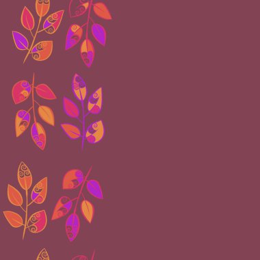 çizgi sanat yaprakları ile kesintisiz etnik desen