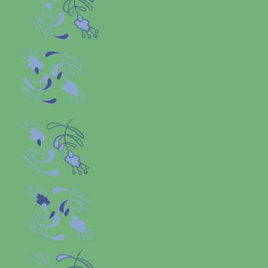 Dikey dikişsiz desen, karalamalar, dalları, yaprakları, stamens, kopya alanı, çiçek tema. Vektör çizimi