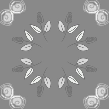 gül vektör illüstrasyon ile daire dikişsiz desen 