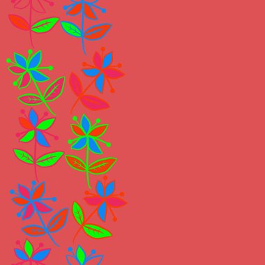 Yaprakları ile dikişsiz soyut çiçek deseni