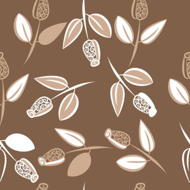 Yapraklarla soyut basit dalların kusursuz deseni