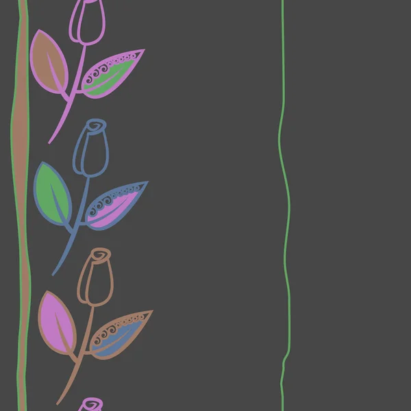 花のモチーフ 落書き スタメン チューリップのシームレスなパターン — ストックベクタ