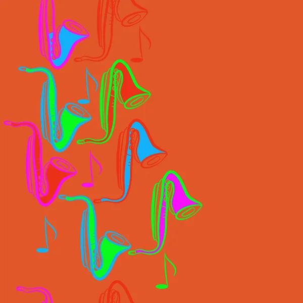 Бесшовный Рисунок Абстрактных Простых Саксофонов — стоковый вектор